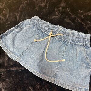 We The Free Light Wash Denim Skort with Drawstring
